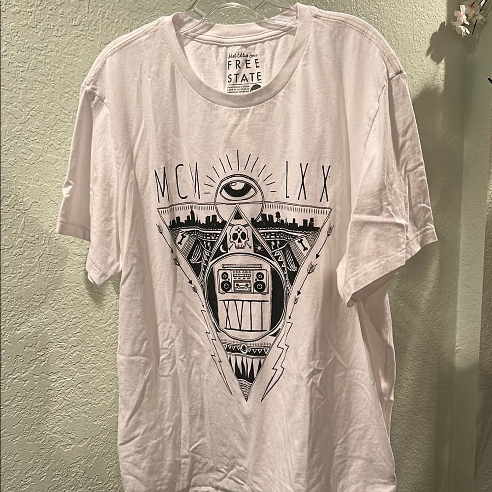 Free State White Short Sleeve Tee with Architectural Graphic